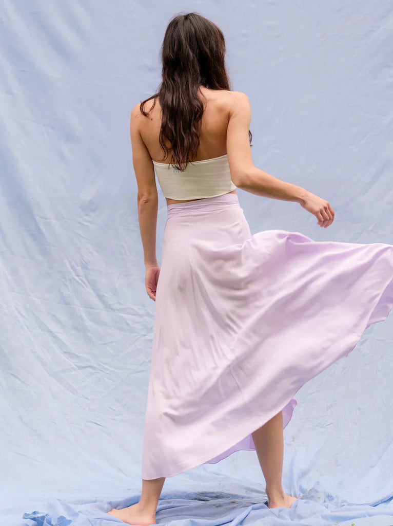 Alanis Lilac Skirt — Lilac skirt on model, back view — MYFASHIONFRUIT