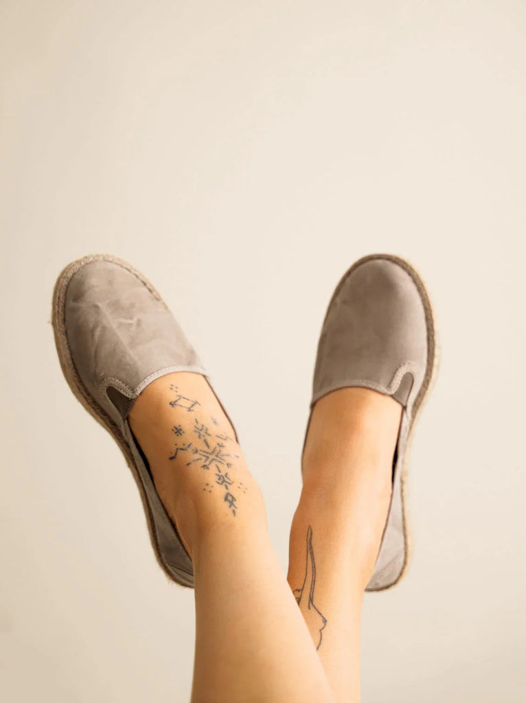 Old Merle Espadrilles — Slate espadrilles on model — MYFASHIONFRUIT