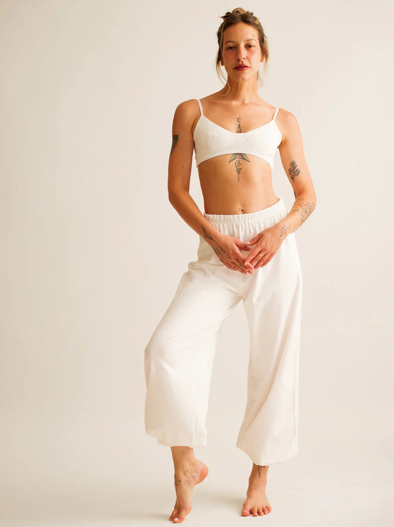 Goa Pants — White cotton on model — MYFASHIONFRUIT