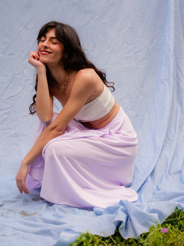Alanis Lilac Skirt — Lilac skirt on model — MYFASHIONFRUIT