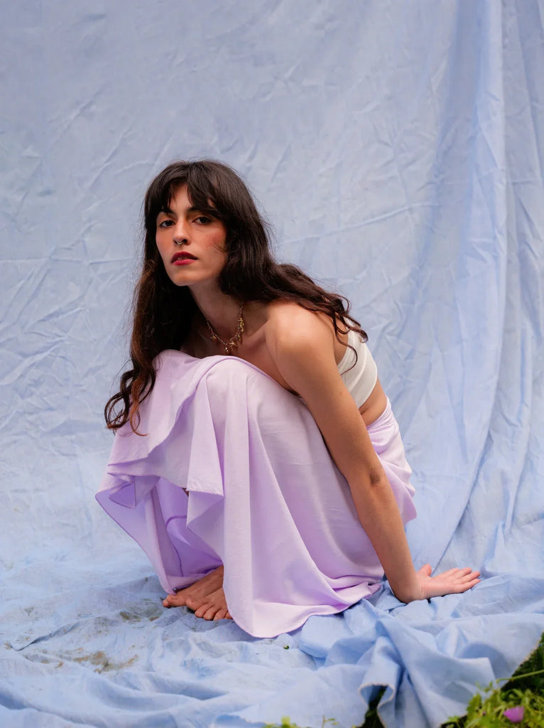 Alanis Lilac Skirt — Lilac skirt on model — MYFASHIONFRUIT