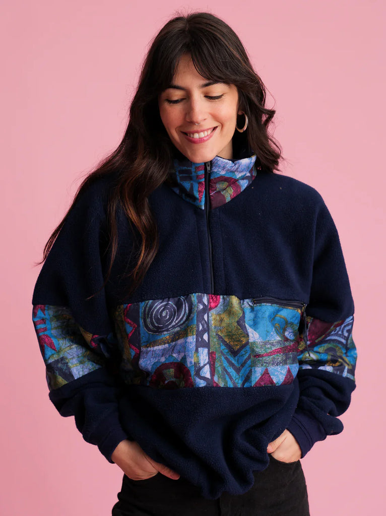 Vintage Half-zip Fleece — fleece with print on model — MYFASHIONFRUIT