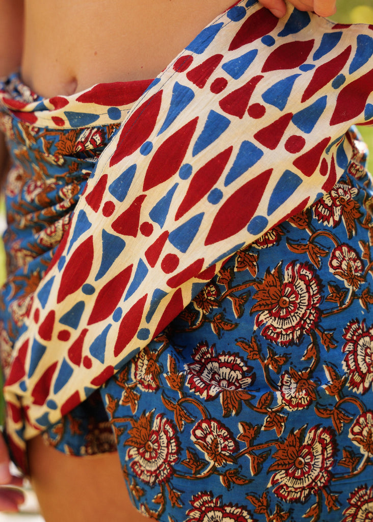 Naia Double-sided Skirt — Detail of prints on model — MYFASHIONFRUIT