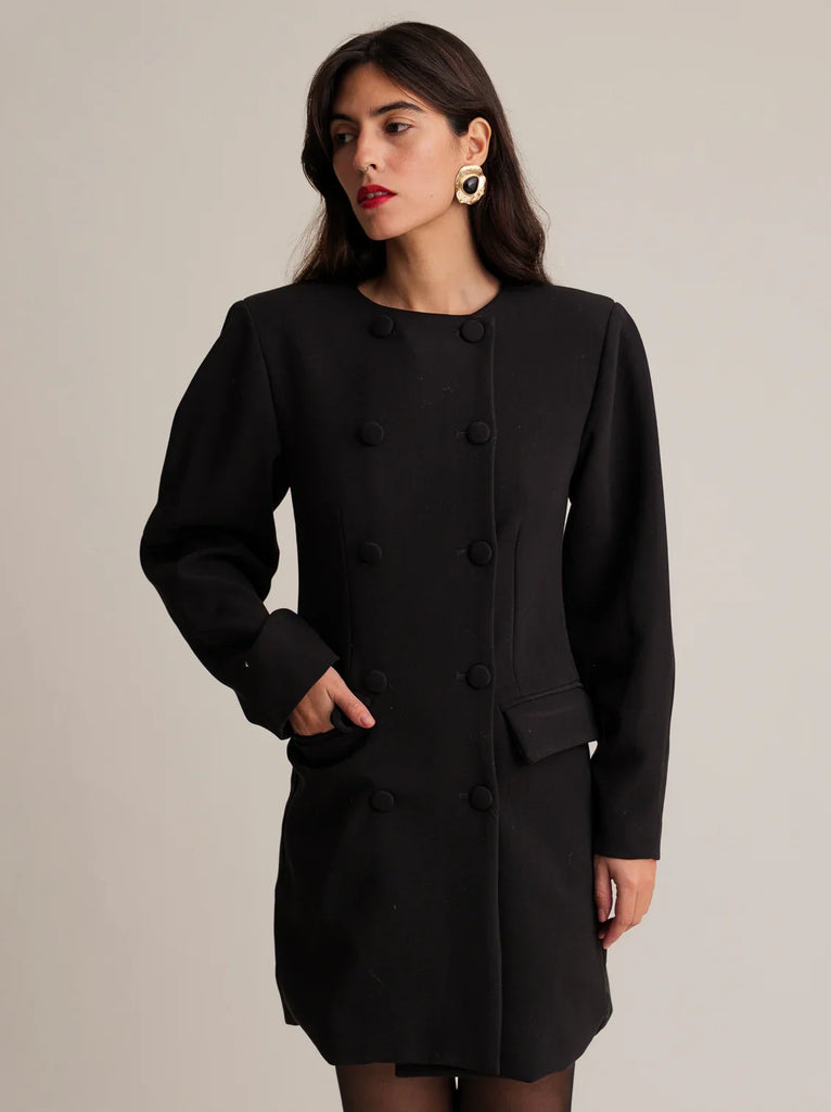 Jenn Blazer Dress — black blazer dress on model — MYFASHIONFRUIT