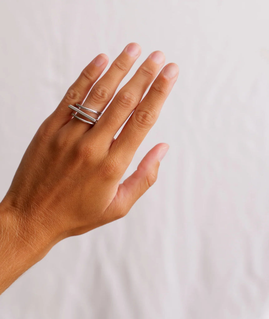 Omna Bronze Ring — Silver ring on hand — MYFASHIONFRUIT
