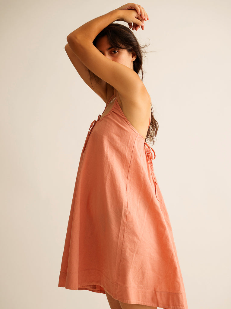Mae Dress — peach dress on model — MYFASHIONFRUIT