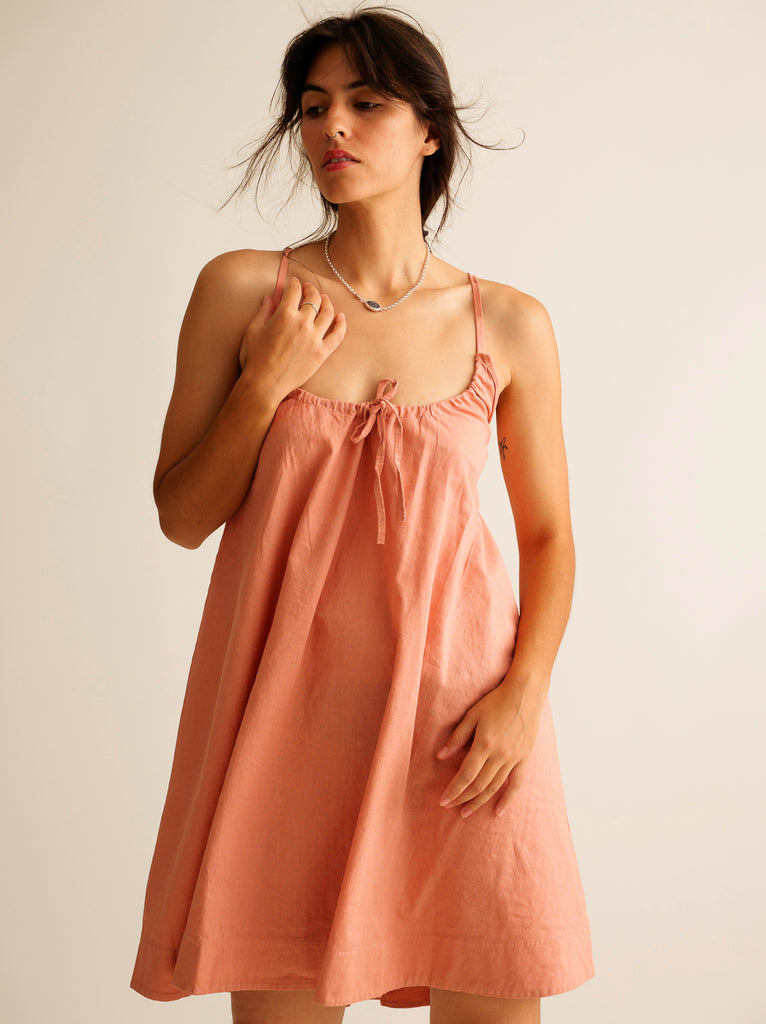 Mae Dress — Pink cotton dress on model — MYFASHIONFRUIT