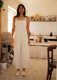 Mayaa Dungarees — White cotton on model — MYFASHIONFRUIT