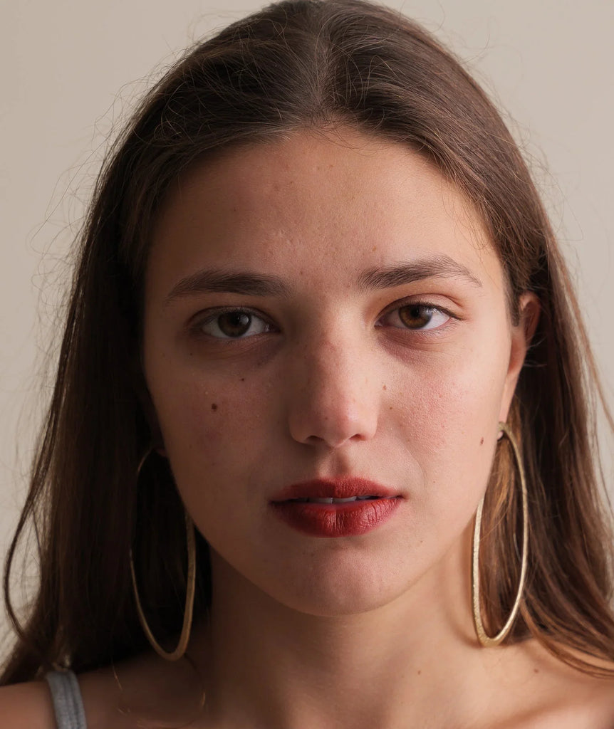 Ivee Earrings — Gold hoops on model — MYFASHIONFRUIT