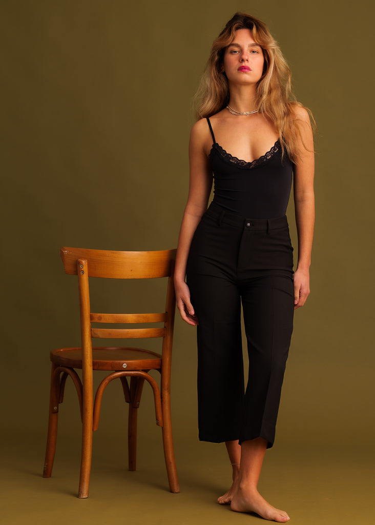 Greta Capri Pants — Black pants on model — MYFASHIONFRUIT