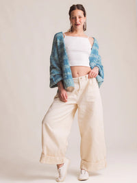 Maude Pants — Beige, wide leg, on model — MYFASHIONFRUIT