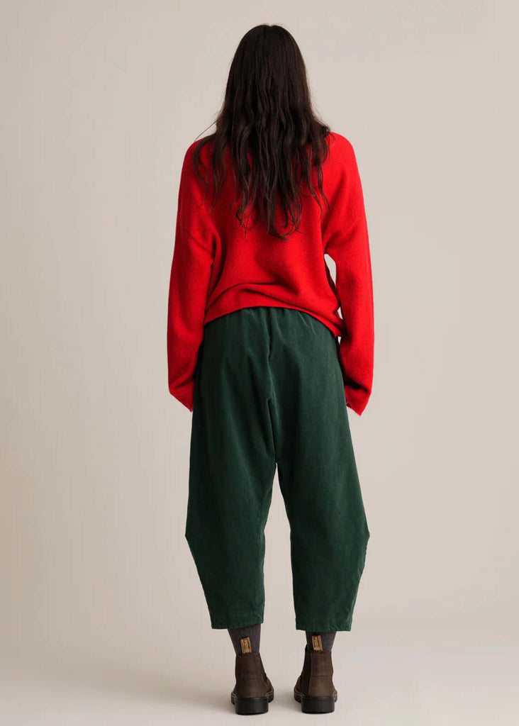 Rhonda Pants — Dark green corduroy on model — MYFASHIONFRUIT