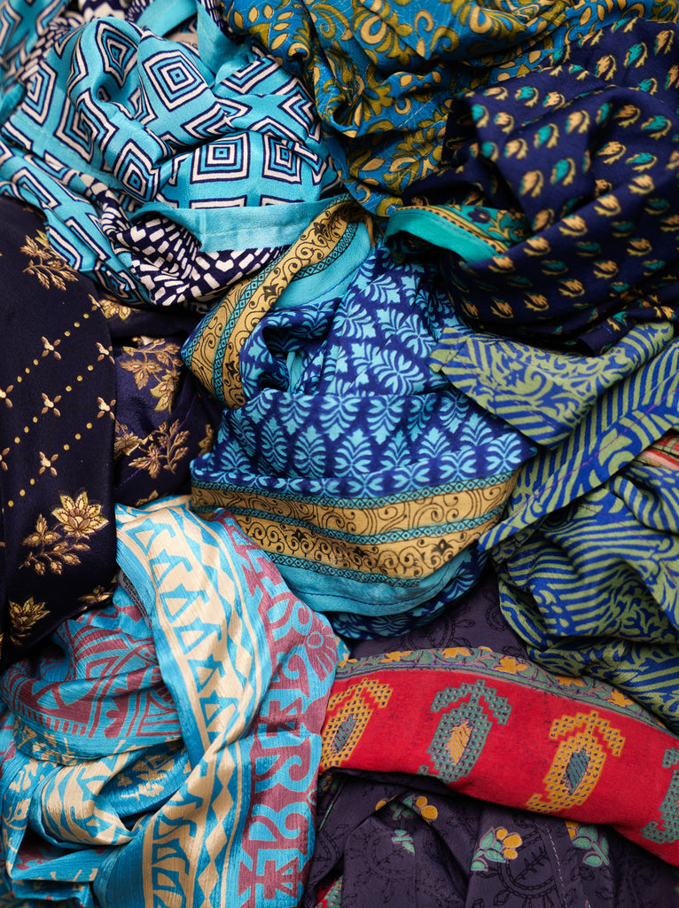 Bijal Silk Scarf - Blues