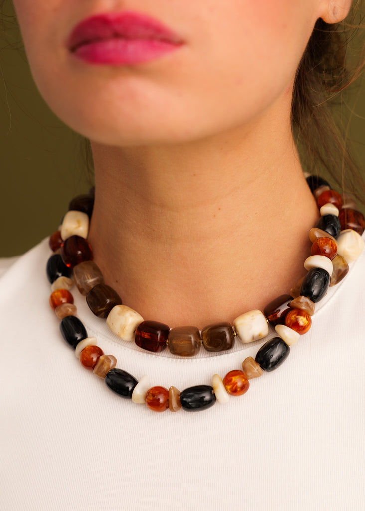 Oona Necklace — Colorful beaded necklaces on model — MYFASHIONFRUIT