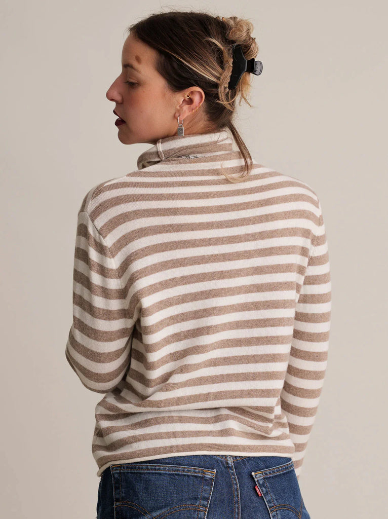 Ginger Jumper — Striped turtleneck sweater on model from back — MYFASHIONFRUIT
