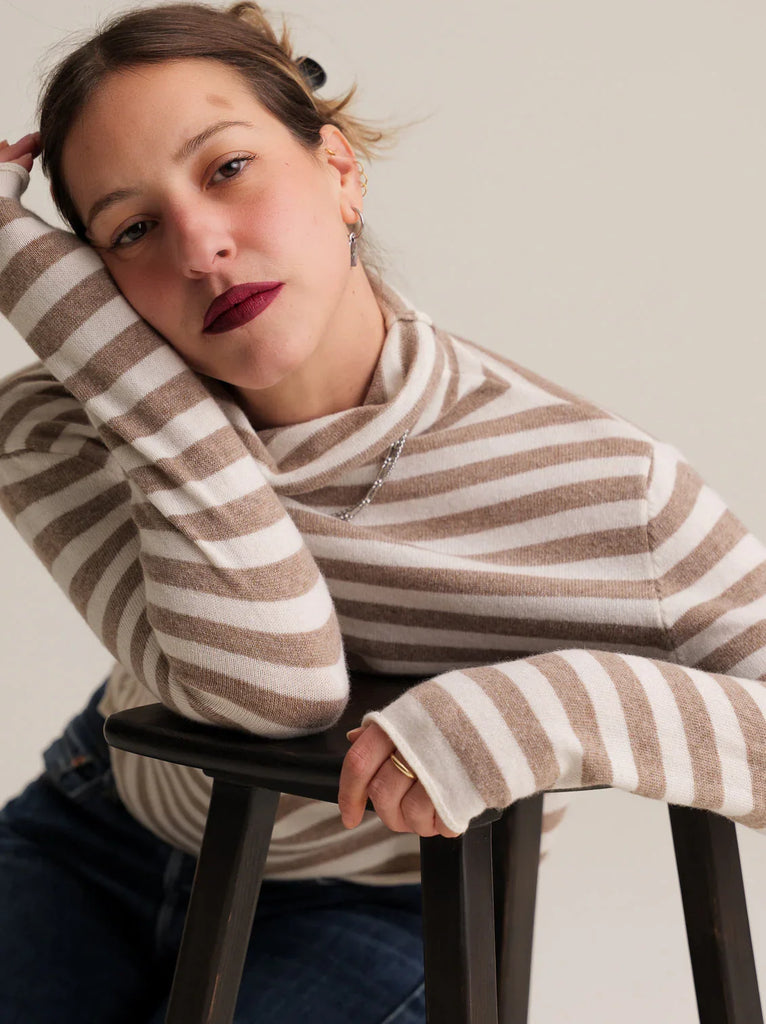 Ginger Jumper — Striped knit on model — MYFASHIONFRUIT
