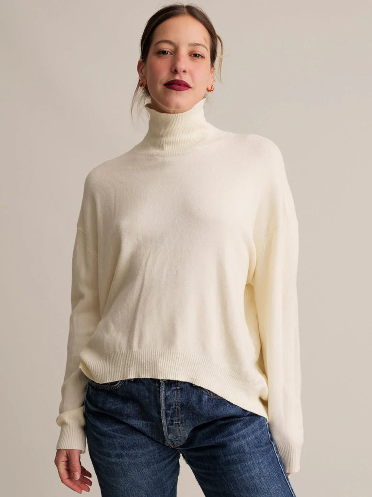 Rebecca Sweater — Creamy knit sweater on model — MYFASHIONFRUIT