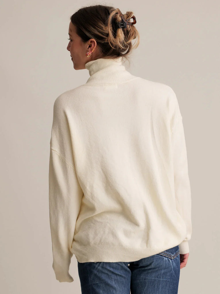 Rebecca Sweater — Cream knit on model, back view — MYFASHIONFRUIT
