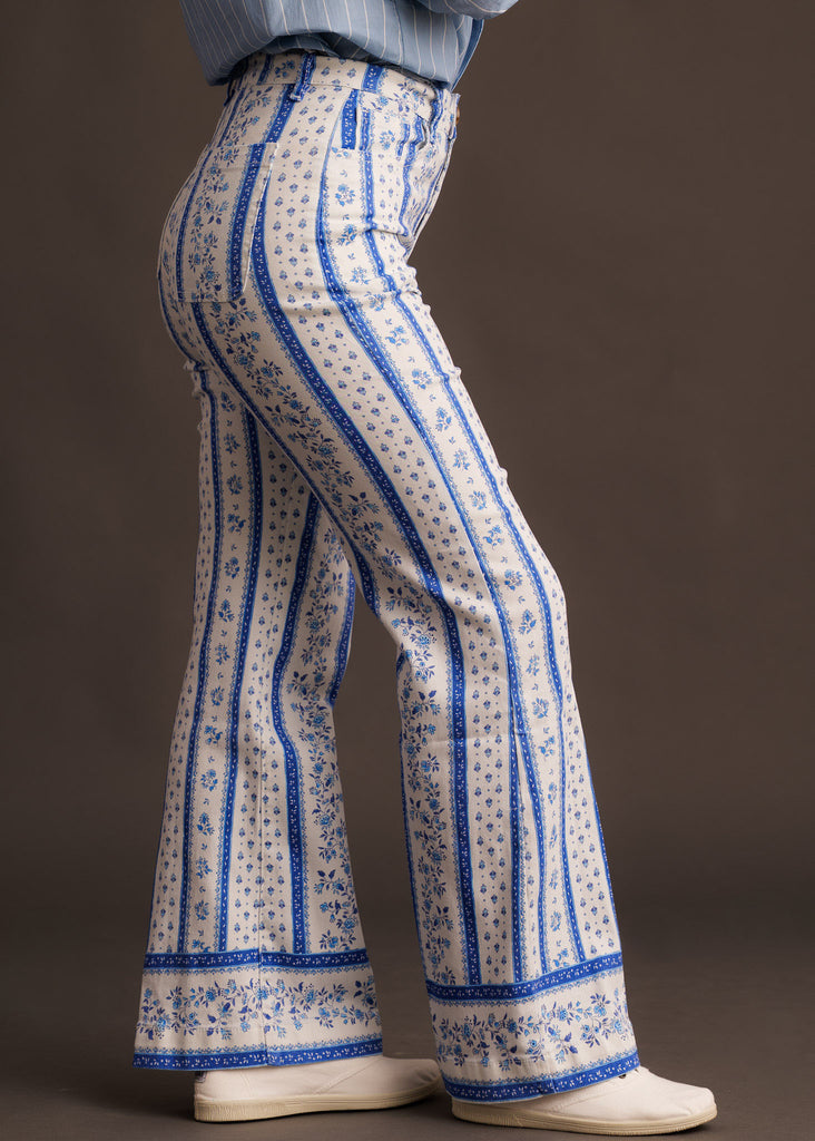 Graziella Pants — flared floral print pants on model — MYFASHIONFRUIT