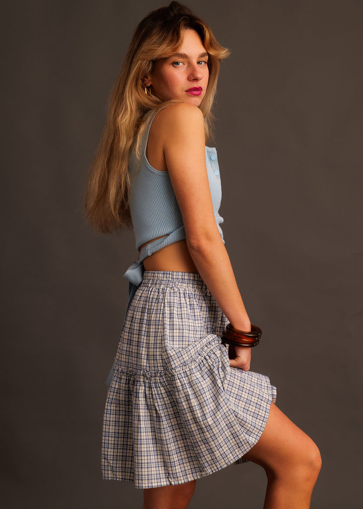 Electra Skirt — Plaid mini skirt on model — MYFASHIONFRUIT
