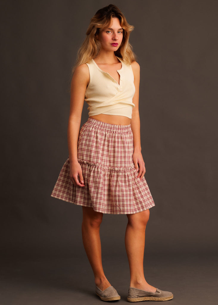 Electra Skirt — Plaid mini skirt on model — MYFASHIONFRUIT