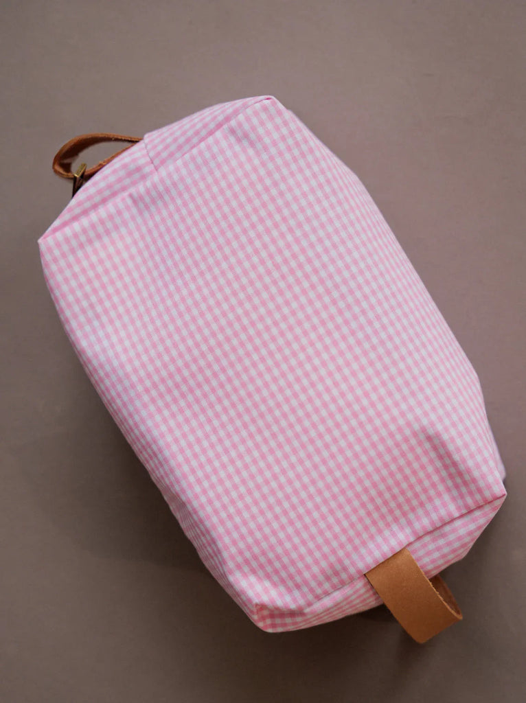 Bailey Necessaire — Pink gingham bag with leather handle — MYFASHIONFRUIT