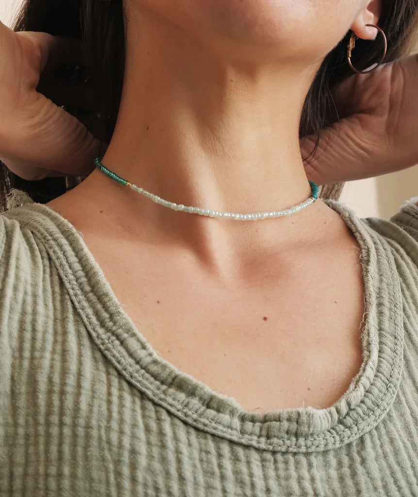 Gabby Necklace — beaded necklace on model — MYFASHIONFRUIT