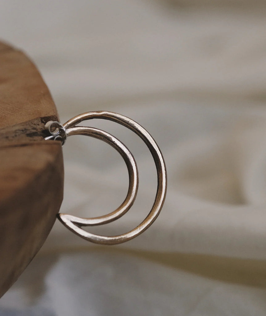 Crescent Hoop Earrings — Silver double hoop detail — MYFASHIONFRUIT