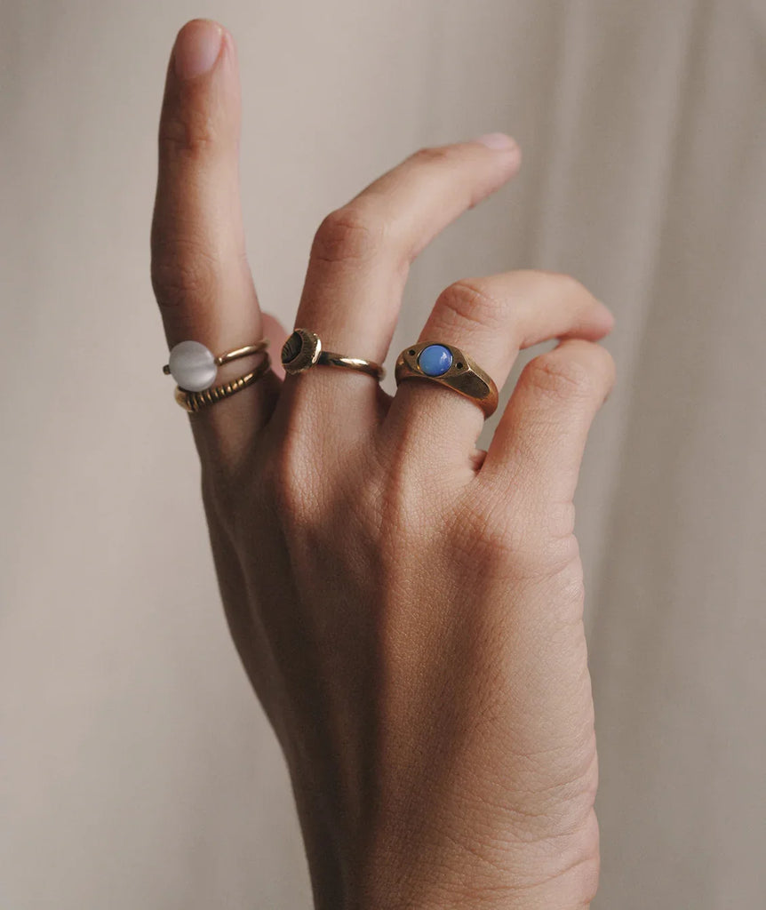 Kelly Ring — Gold gemstone rings on hand — MYFASHIONFRUIT