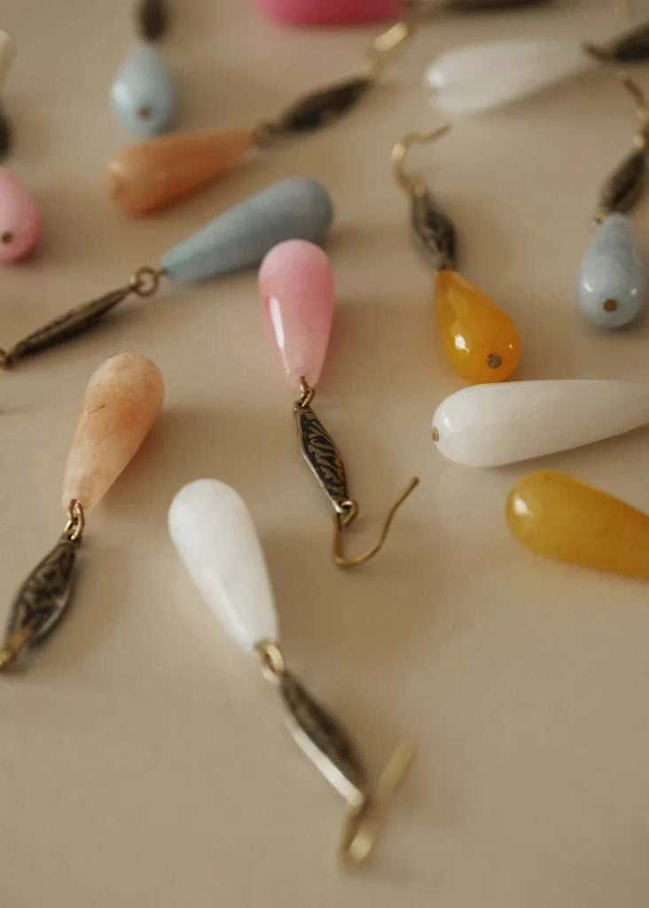 Stella Jade Earrings — detail of colorful jade drop earrings — MYFASHIONFRUIT
