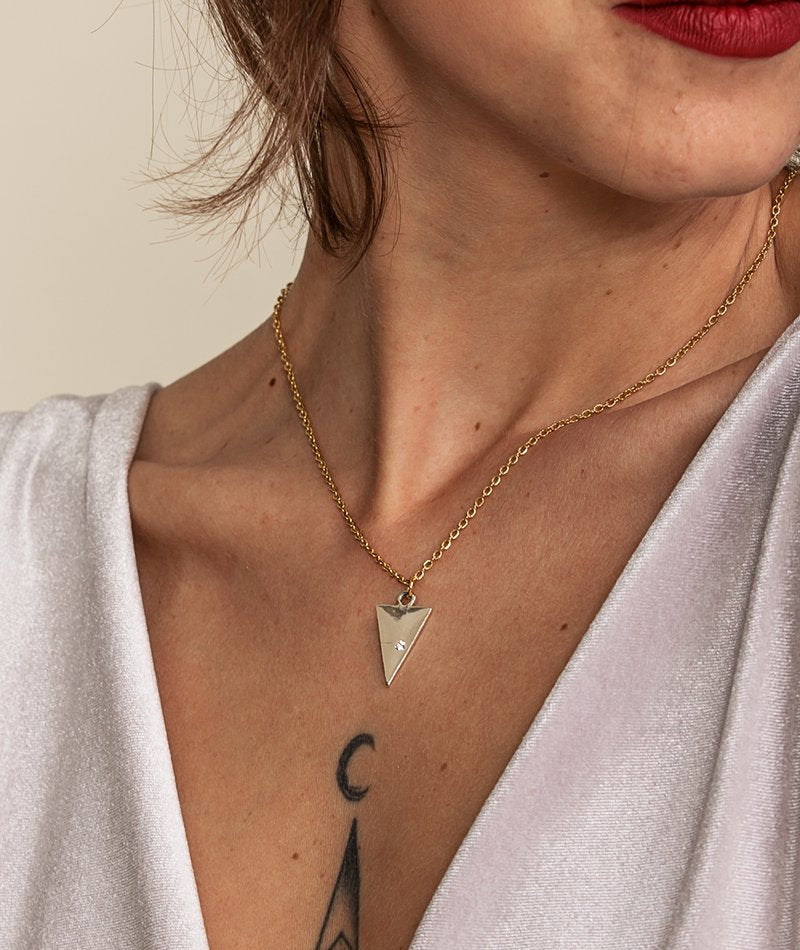 Pyramide Golden Pendant - Handmade