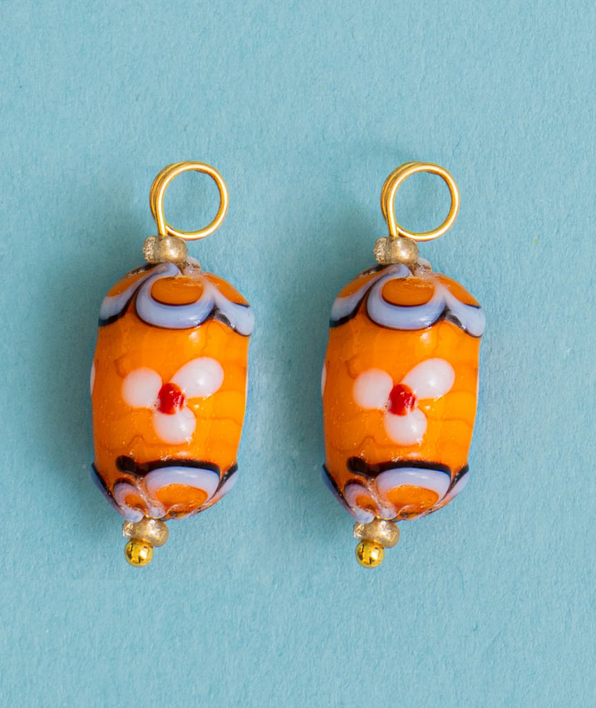 Set of Mood Charms - Spring Flower — detail of orange floral glass charms — MYFASHIONFRUIT