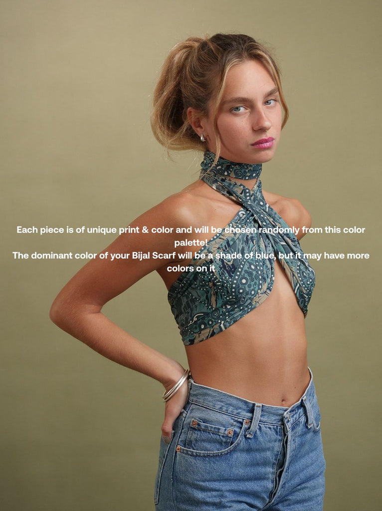 Bijal Silk Scarf - Blues