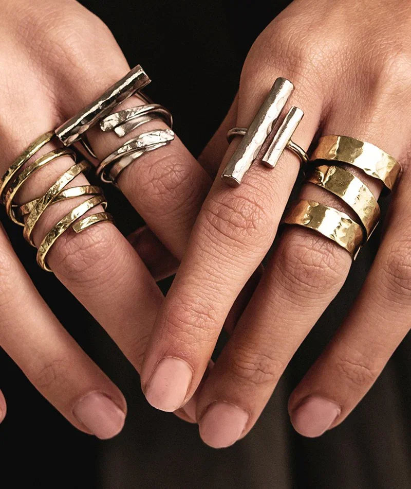 Inside Out Ring — Detail of gold and silver rings on model — MYFASHIONFRUIT