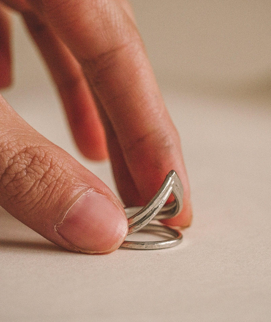 Myah Silver Ring — detail of silver ring being held — MYFASHIONFRUIT