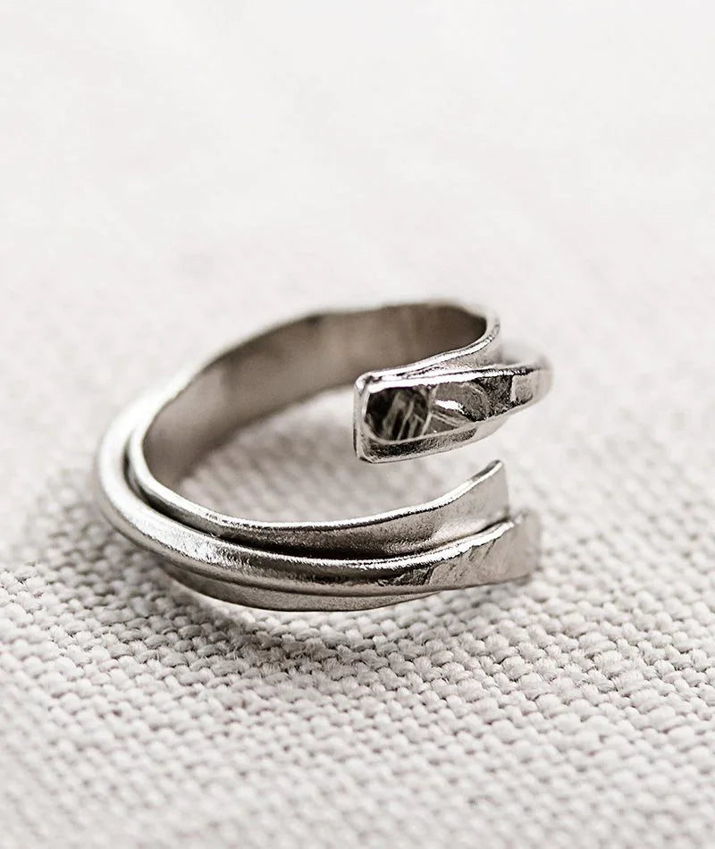 Inside Out Ring — silver tone wrap design, open ends — MYFASHIONFRUIT