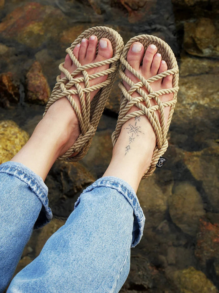 Woman wearing JC Camel Sandals, rope detail upper — MYFASHIONFRUIT