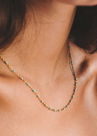 Dakota Necklace — gold chain with turquoise enamel beads detail — MYFASHIONFRUIT