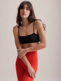 Rosemary Bralette — On body with red leggings — MYFASHIONFRUIT