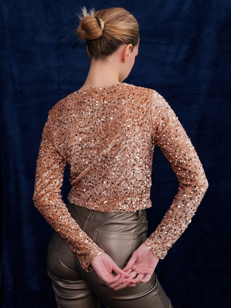 Senga Top — Sequin mesh top on model — MYFASHIONFRUIT