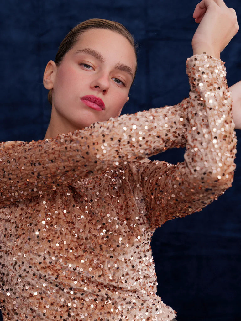 Senga Top — Model in sequined top — MYFASHIONFRUIT