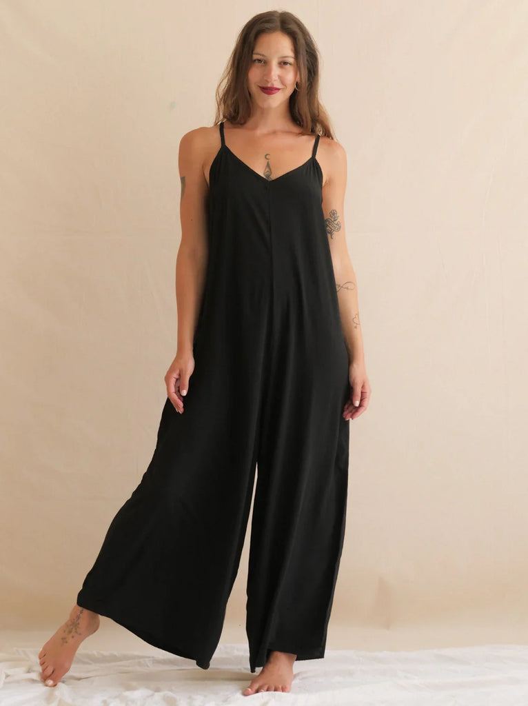 Catalina Noir Jumpsuit — Black jumpsuit on a model — MYFASHIONFRUIT