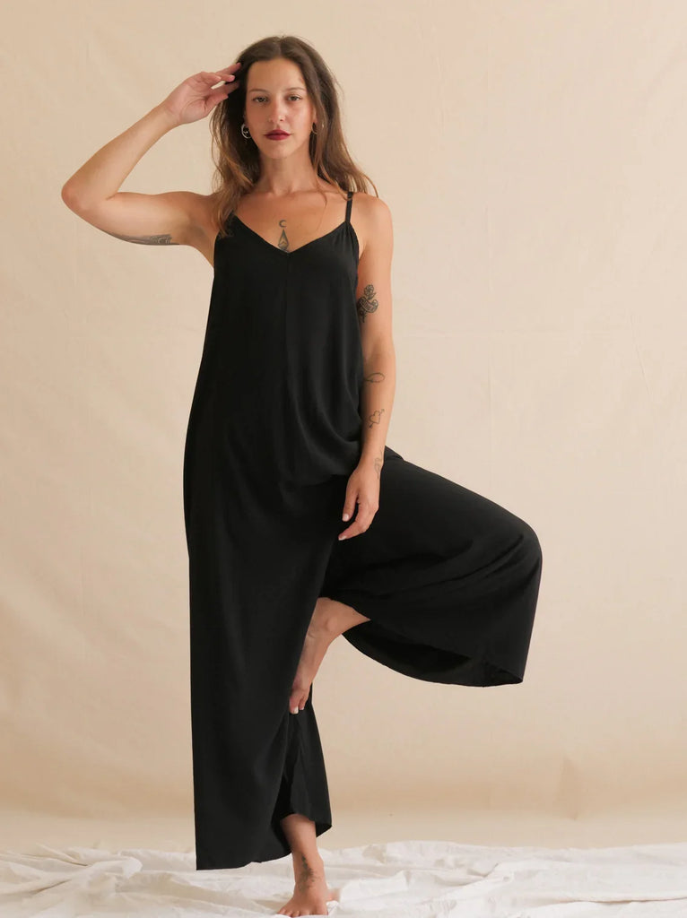 Catalina Noir Jumpsuit — Black jumpsuit on model — MYFASHIONFRUIT