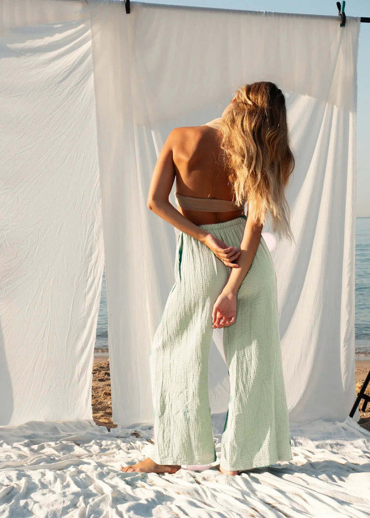 Tender Earth Pants — Mint muslin pants on model — MYFASHIONFRUIT