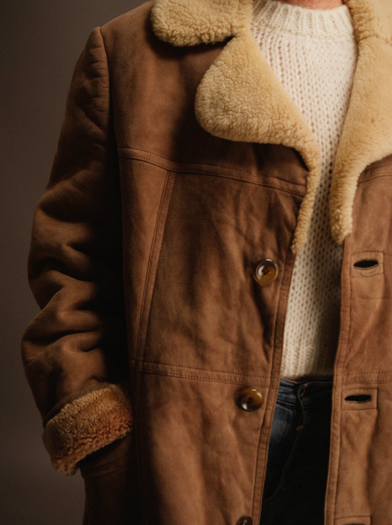 Vintage Leather & Shearling Coat