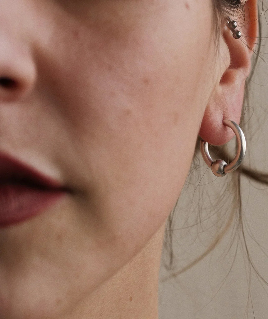 Peg Hoops — Silver hoop earring with bead — MYFASHIONFRUIT