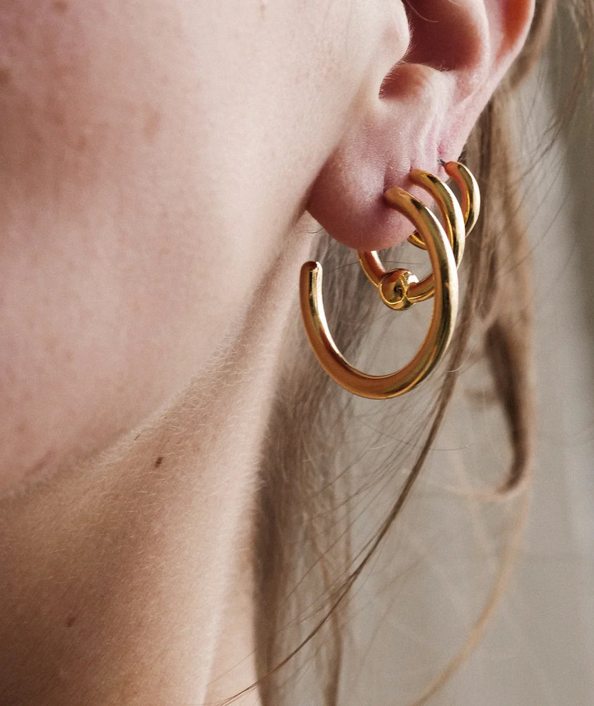 Susie Hoops — Three gold hoops on ear — MYFASHIONFRUIT