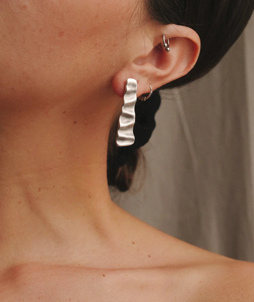 Ripple Earrings — Silver, detailed texture — MYFASHIONFRUIT