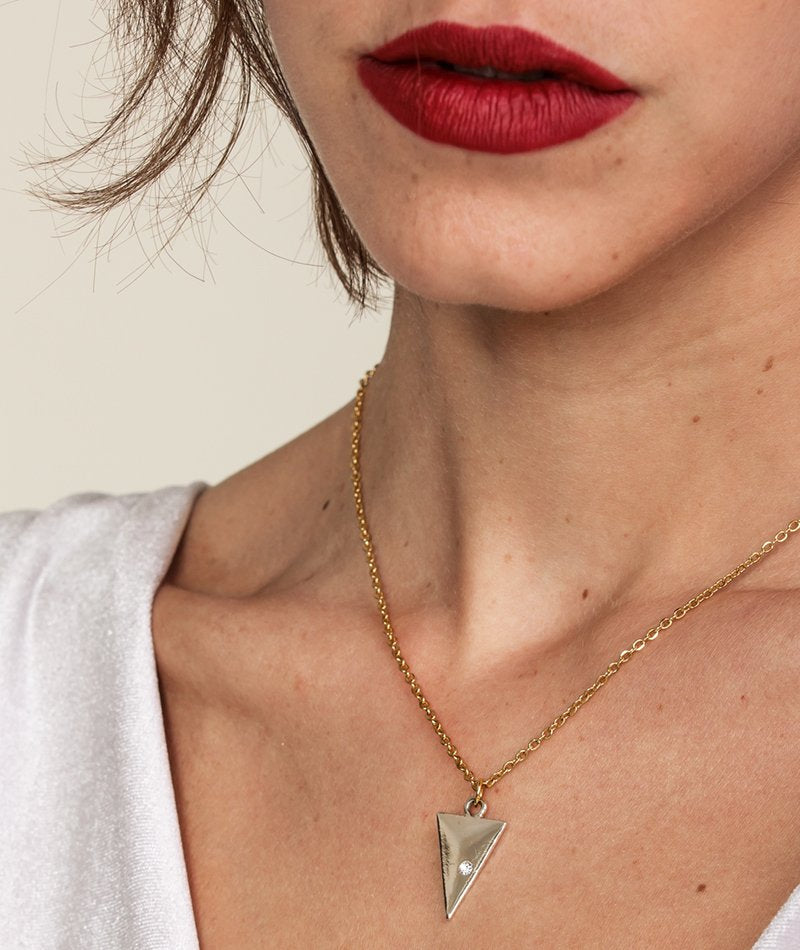 Pyramide Golden Pendant - Handmade